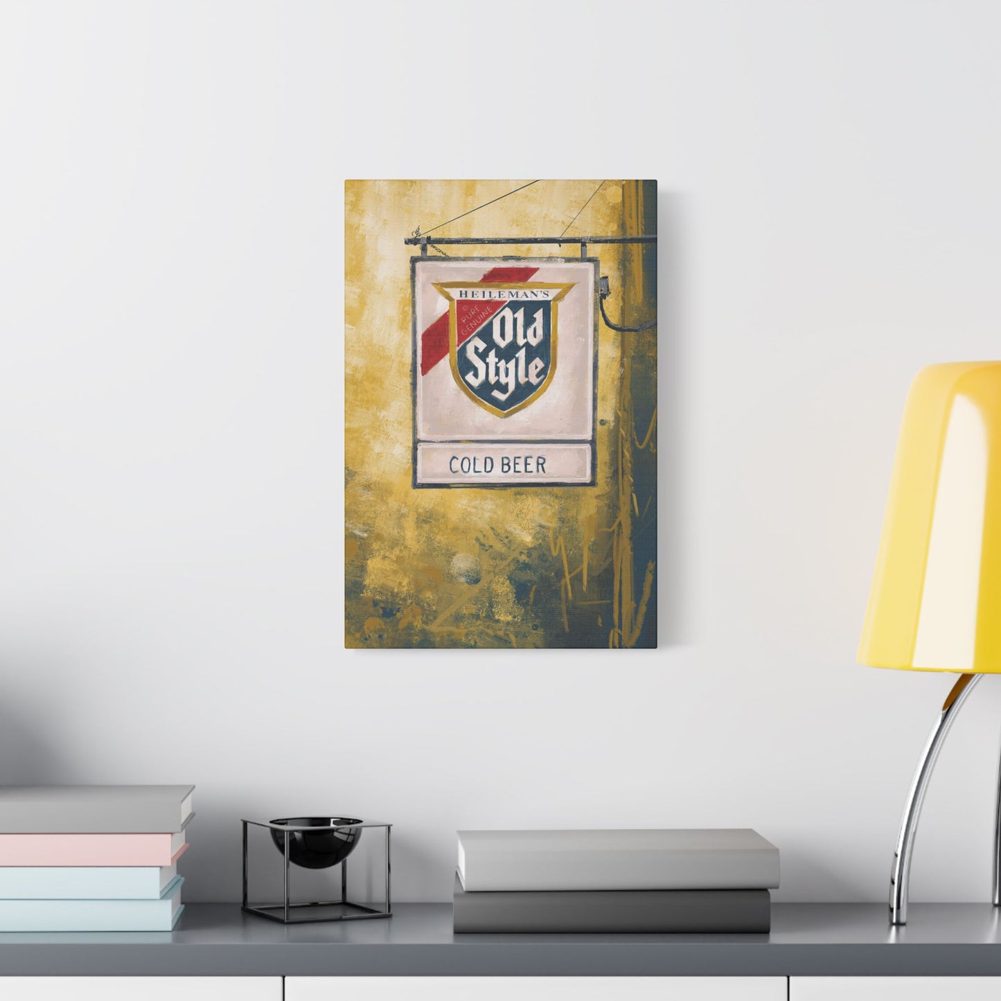 Blue & Gold Bar Sign – Retro Canvas Art