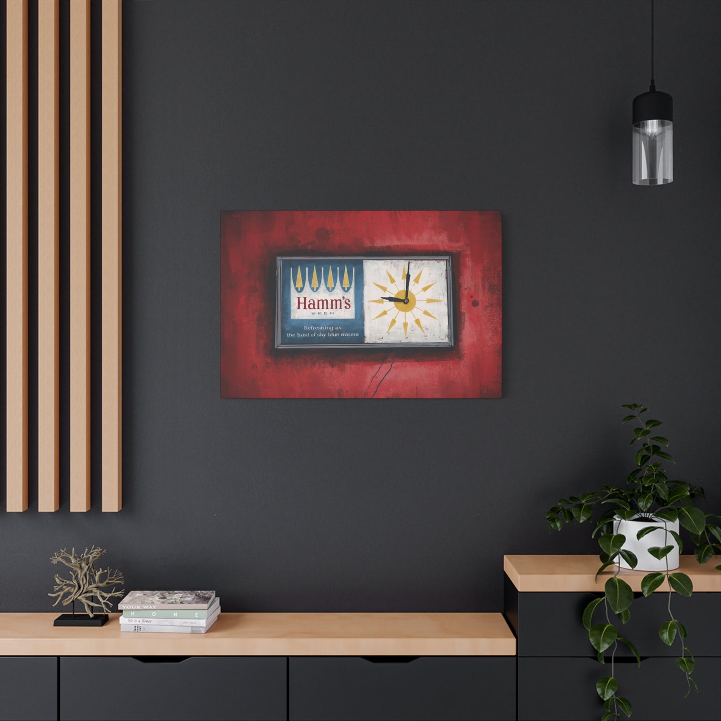 Sky Blue Time - Retro Wall Clock Canvas Print