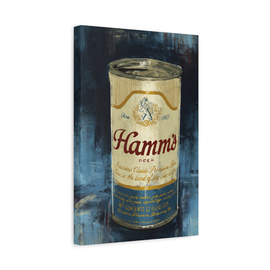 Vintage Hammie Beer Can Stretched Canvas Print