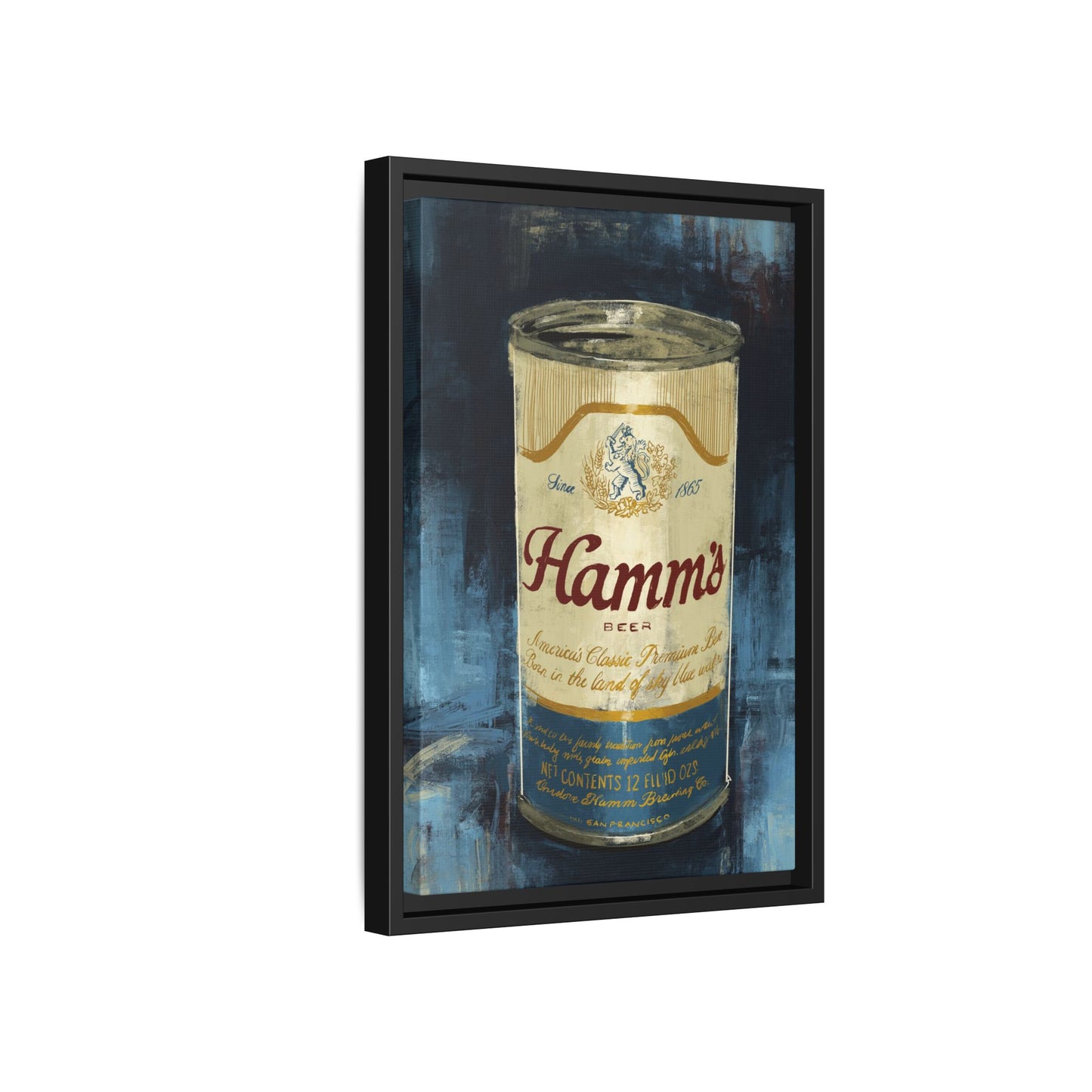 Hamm's Vintage Beer Can -  Gallery Wrapped Print with Black Frame