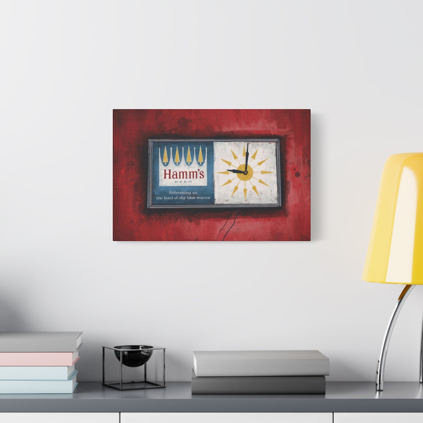 Sky Blue Time - Retro Wall Clock Canvas Print