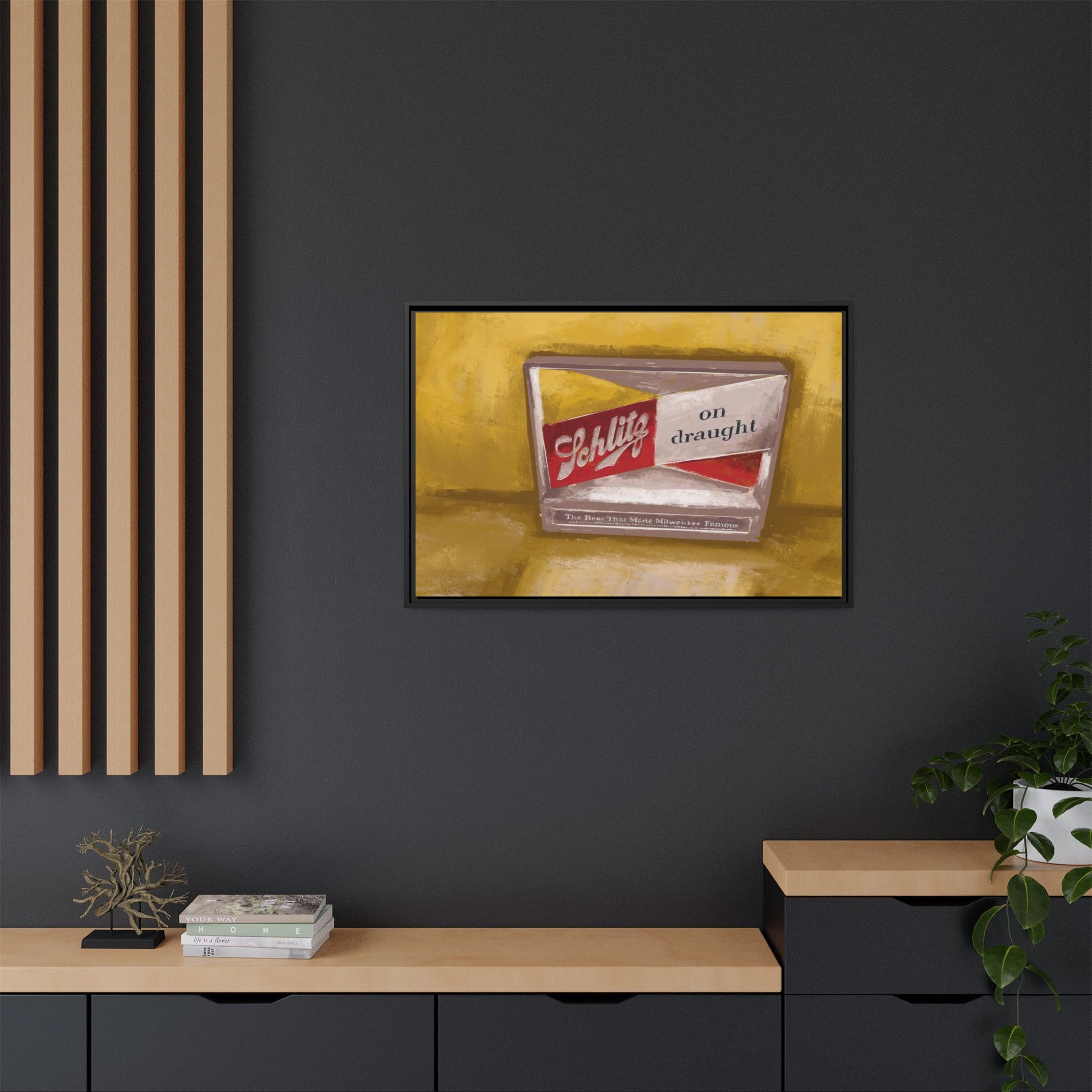 Where the Light Never Goes Out – Vintage Bar Sign Framed Canvas