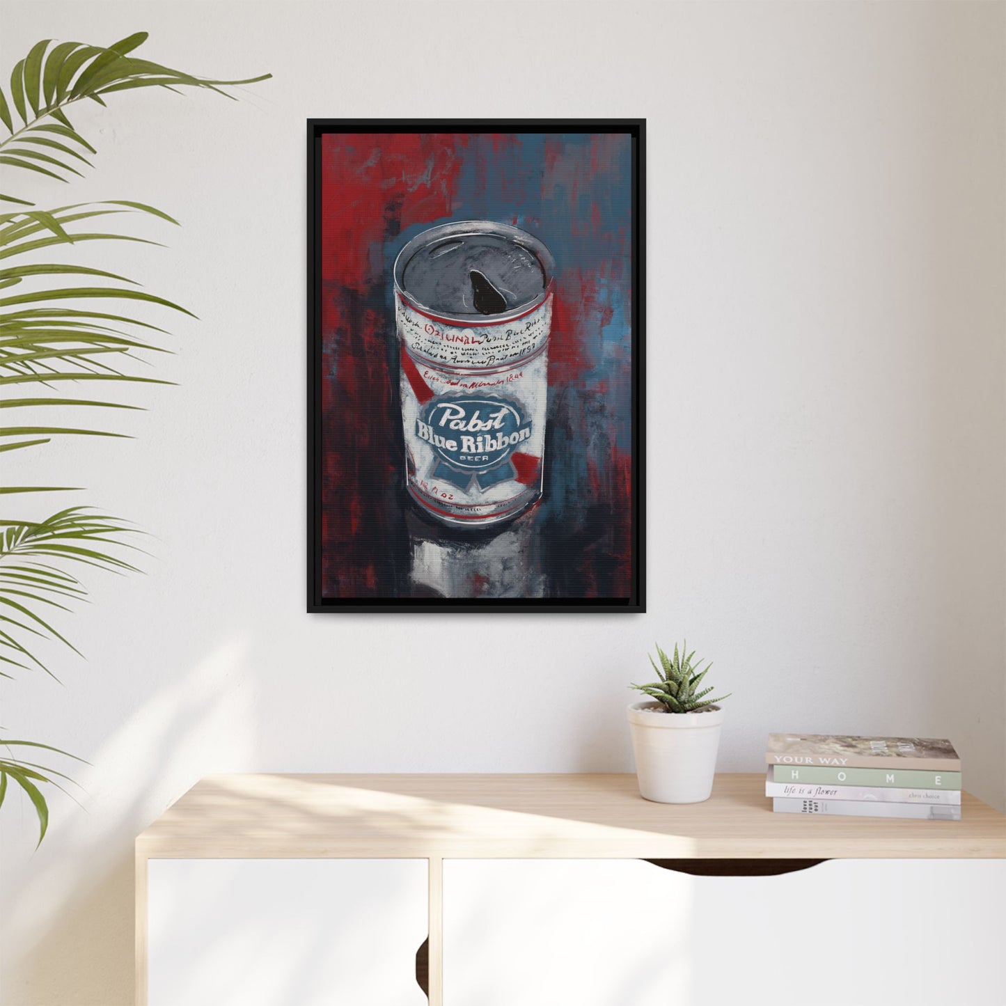 Blue Ribbon Mood - Gallery Wrapped Print with Black Frame