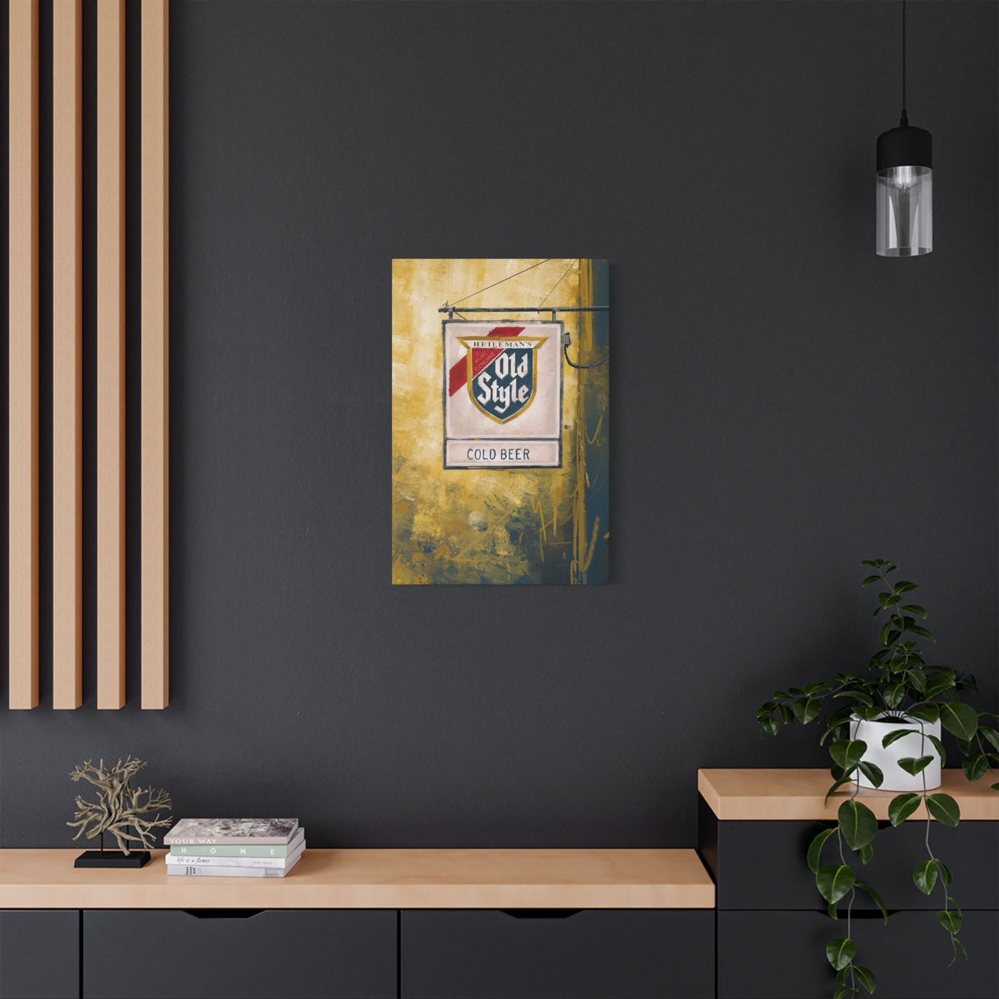 Blue & Gold Bar Sign – Retro Canvas Art