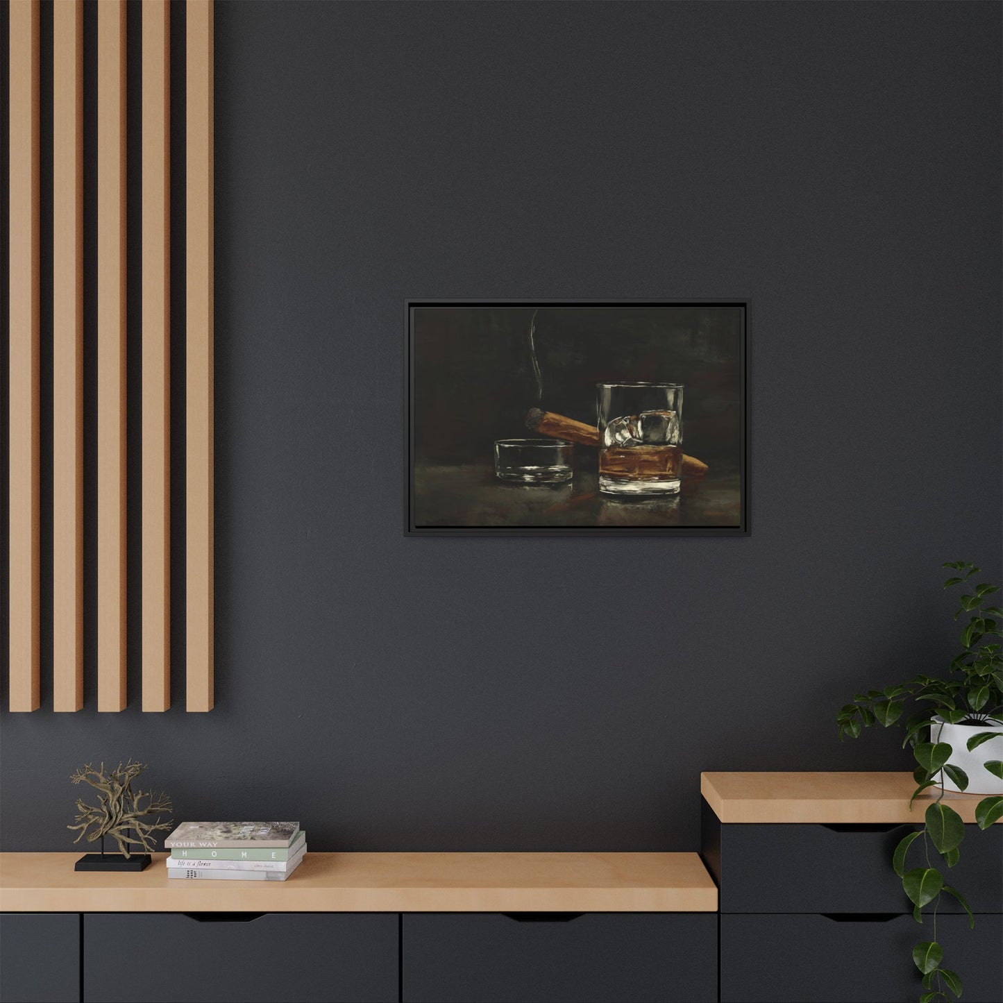 Nightcap Mood - Gallery Wrapped Canvas with Black Frame
