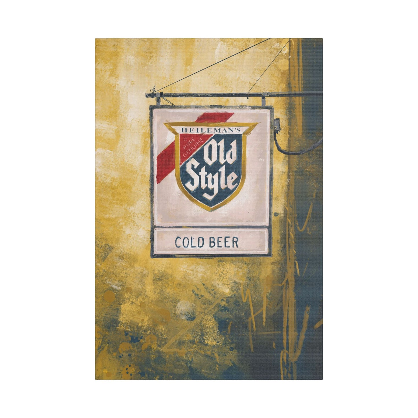 Blue & Gold Bar Sign – Retro Canvas Art