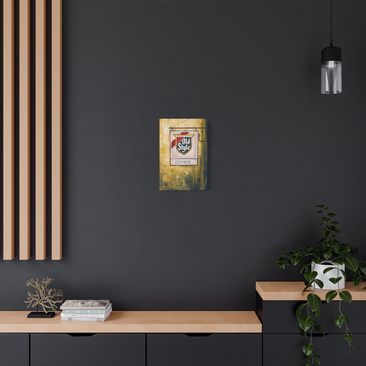 Blue & Gold Bar Sign – Retro Canvas Art