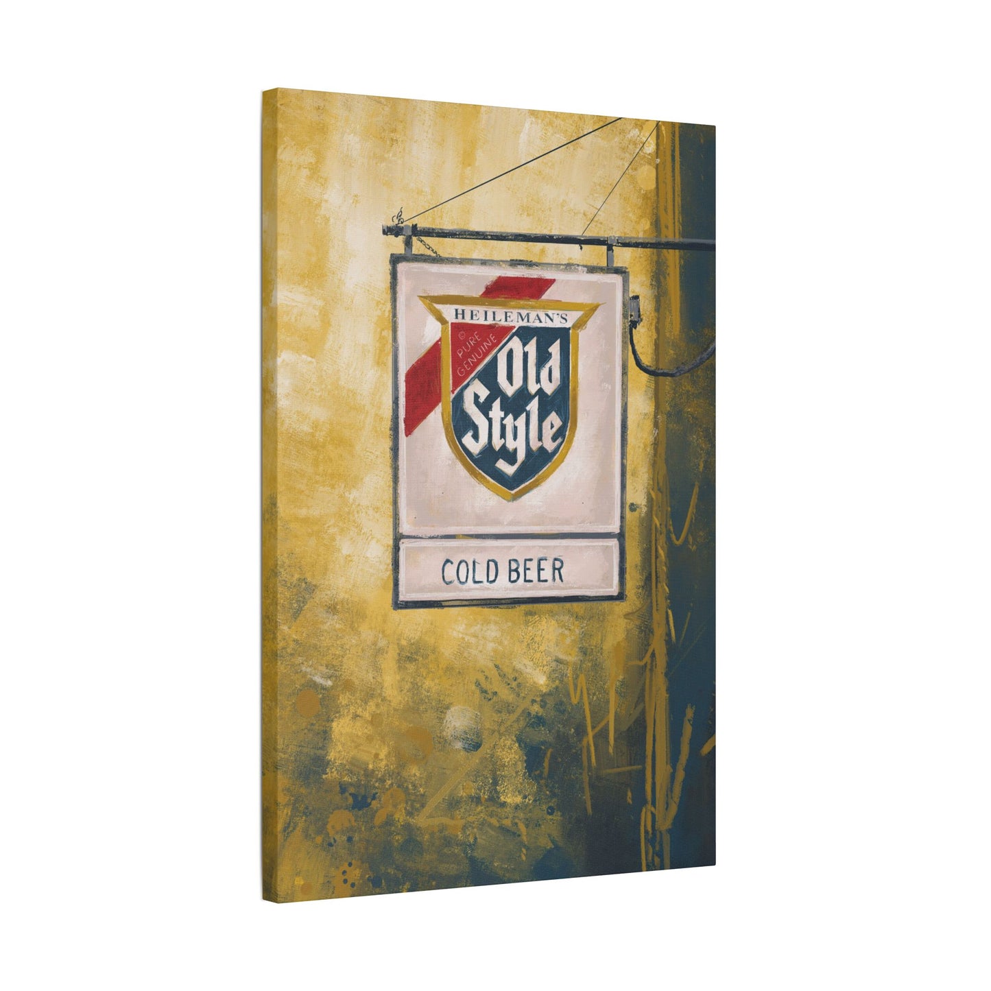 Blue & Gold Bar Sign – Retro Canvas Art