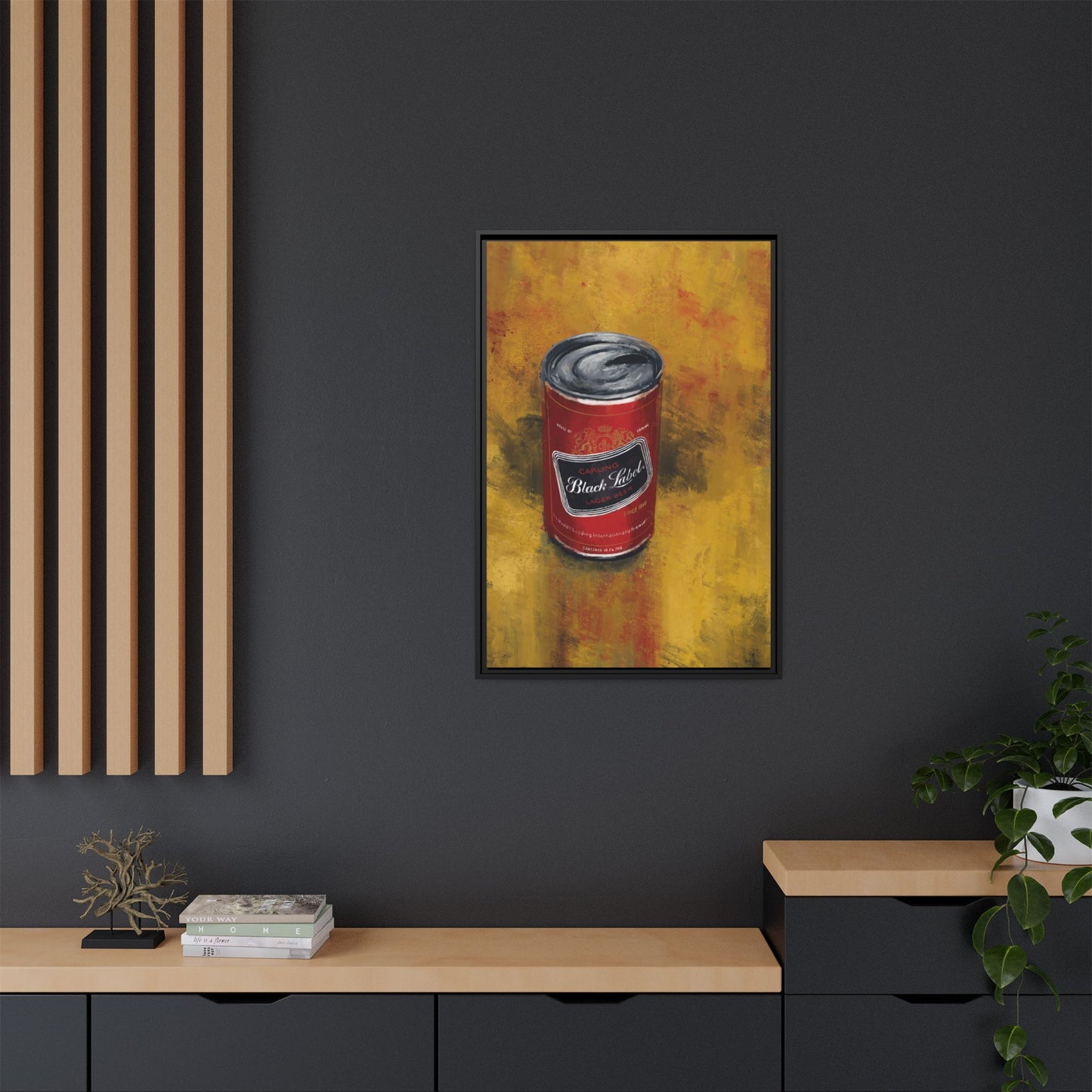 Black Label Boldness Framed Canvas Print