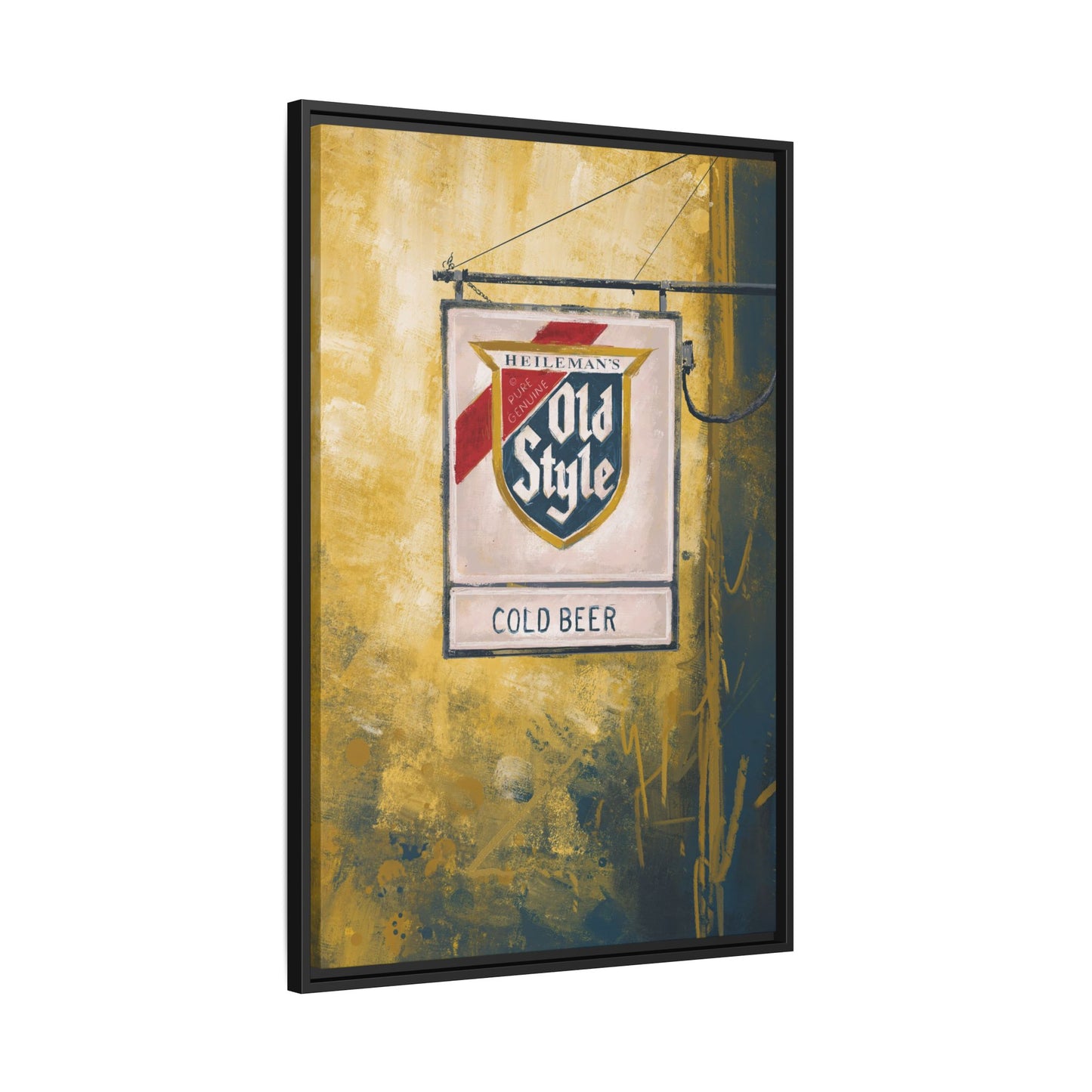 Blue & Gold Bar Sign - Gallery Wrapped Print with Black Frame
