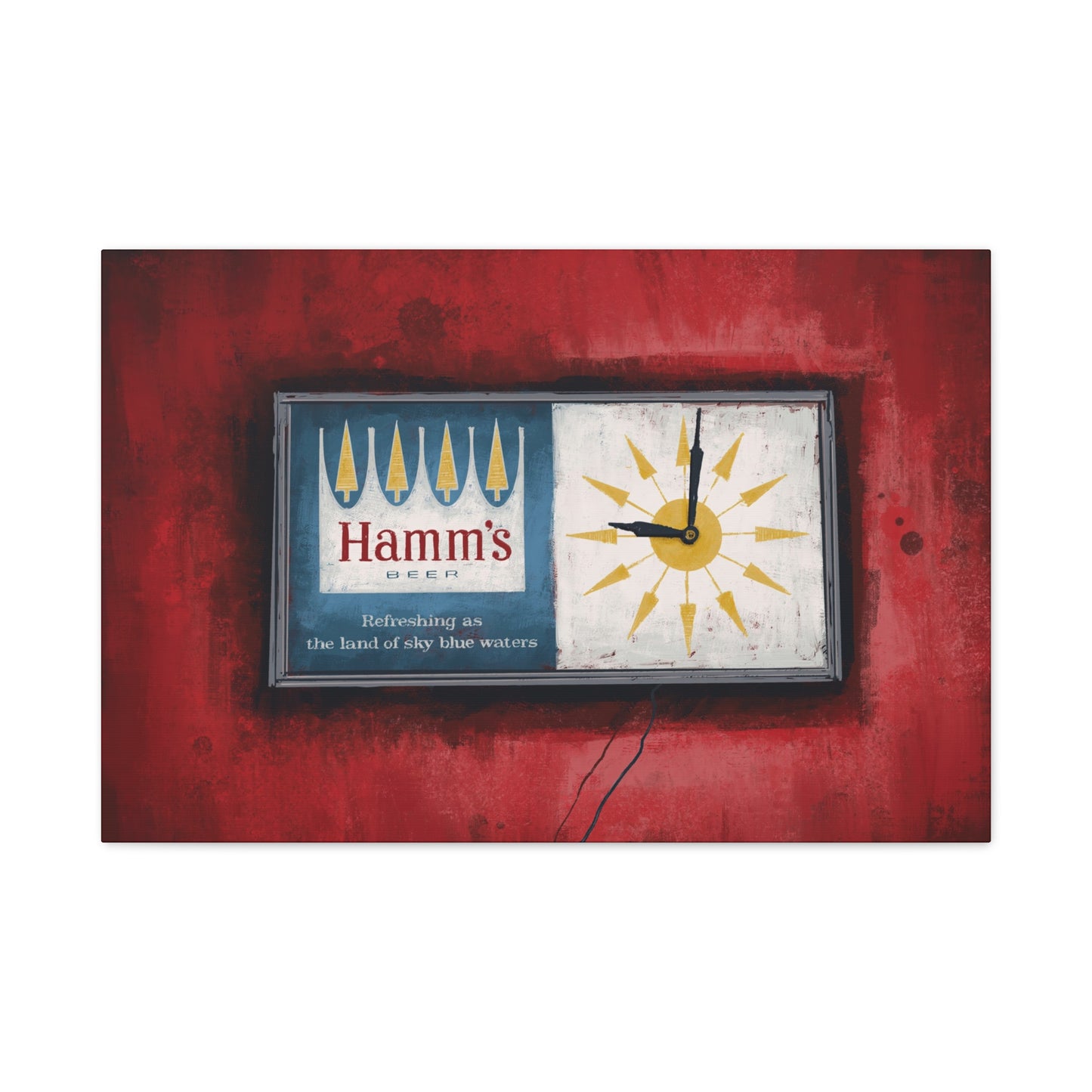 Sky Blue Time - Retro Wall Clock Canvas Print