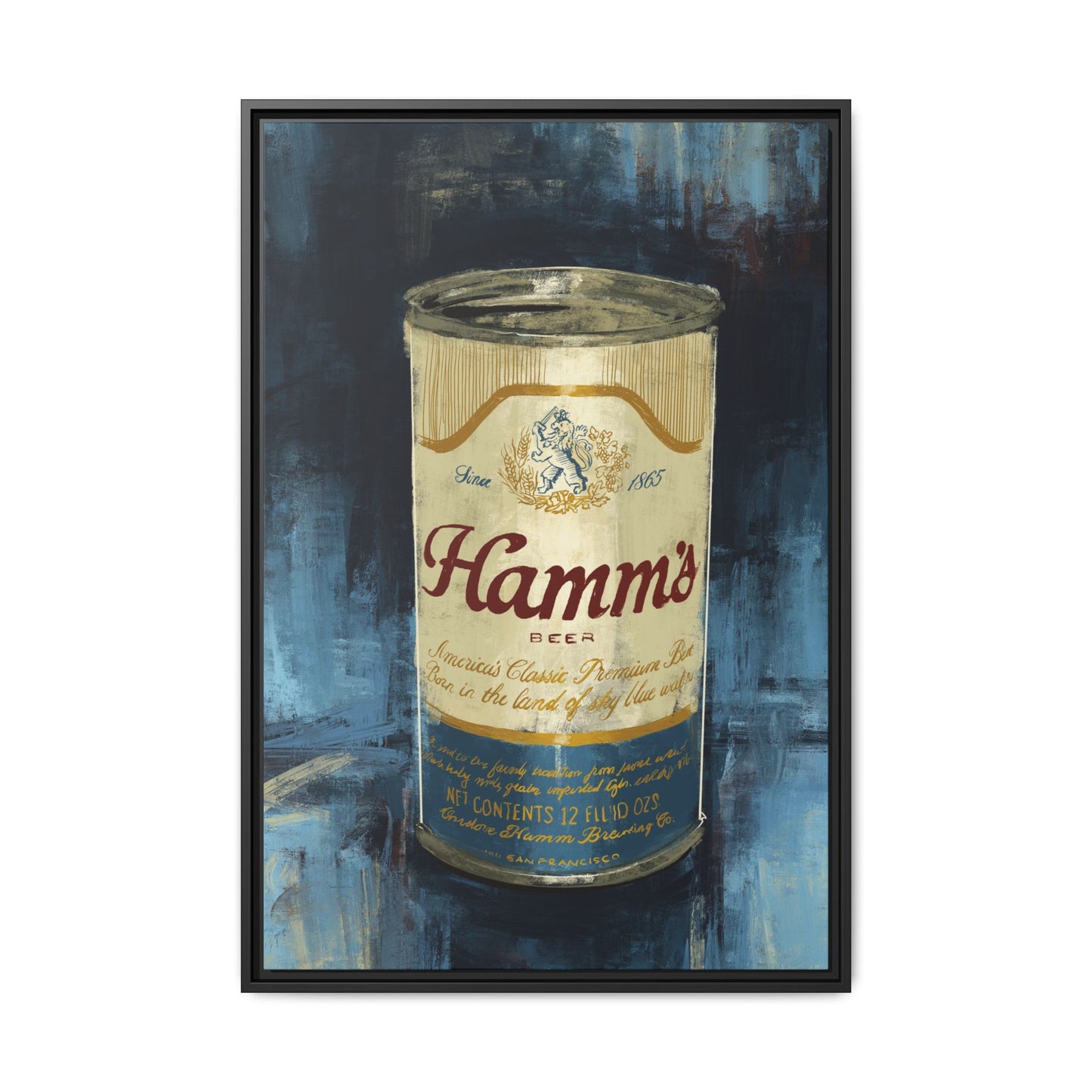 Hamm's Vintage Beer Can -  Gallery Wrapped Print with Black Frame