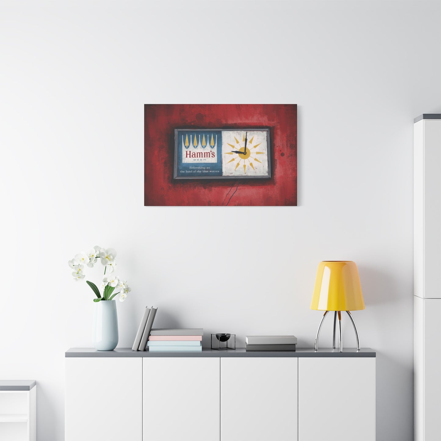 Sky Blue Time - Retro Wall Clock Canvas Print