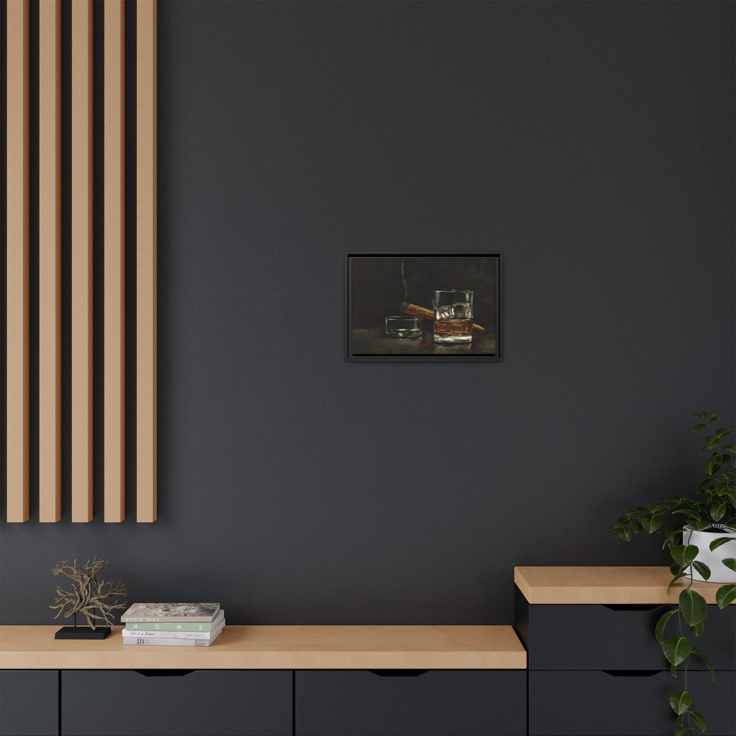 Nightcap Mood - Gallery Wrapped Canvas with Black Frame