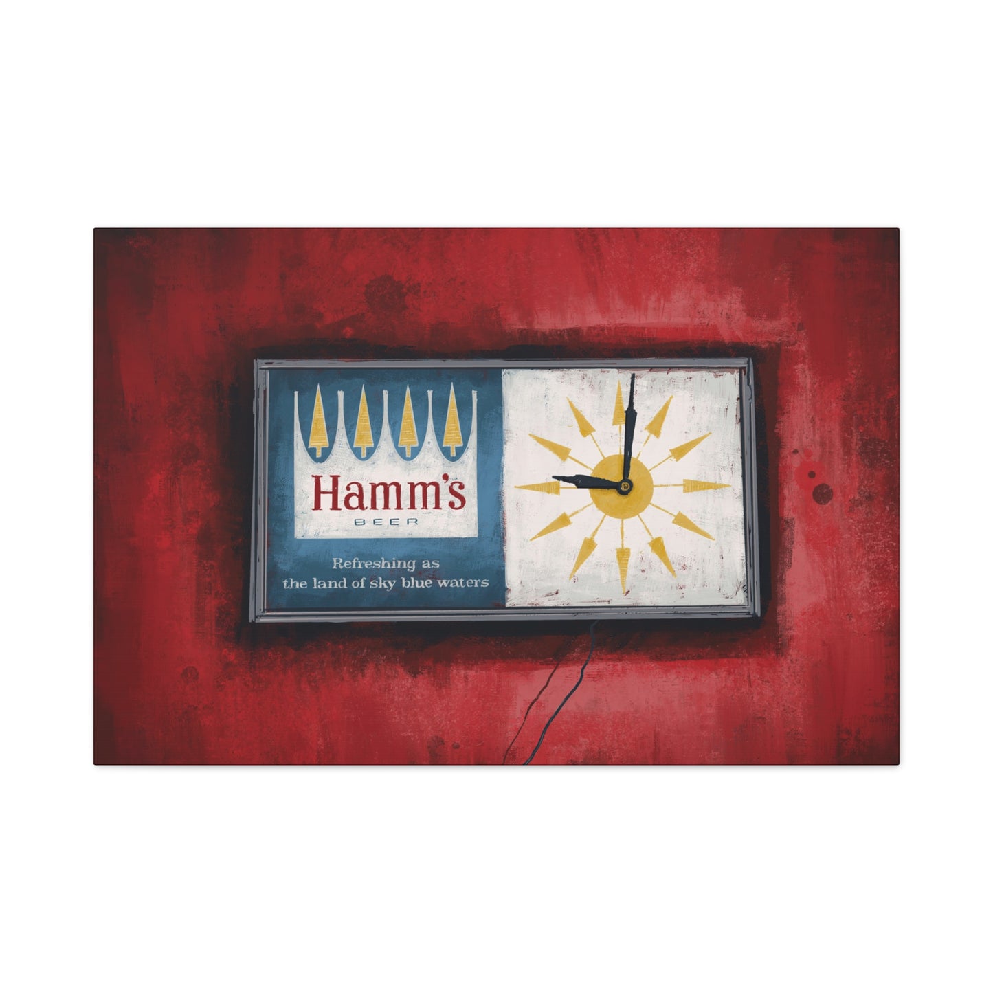 Sky Blue Time - Retro Wall Clock Canvas Print