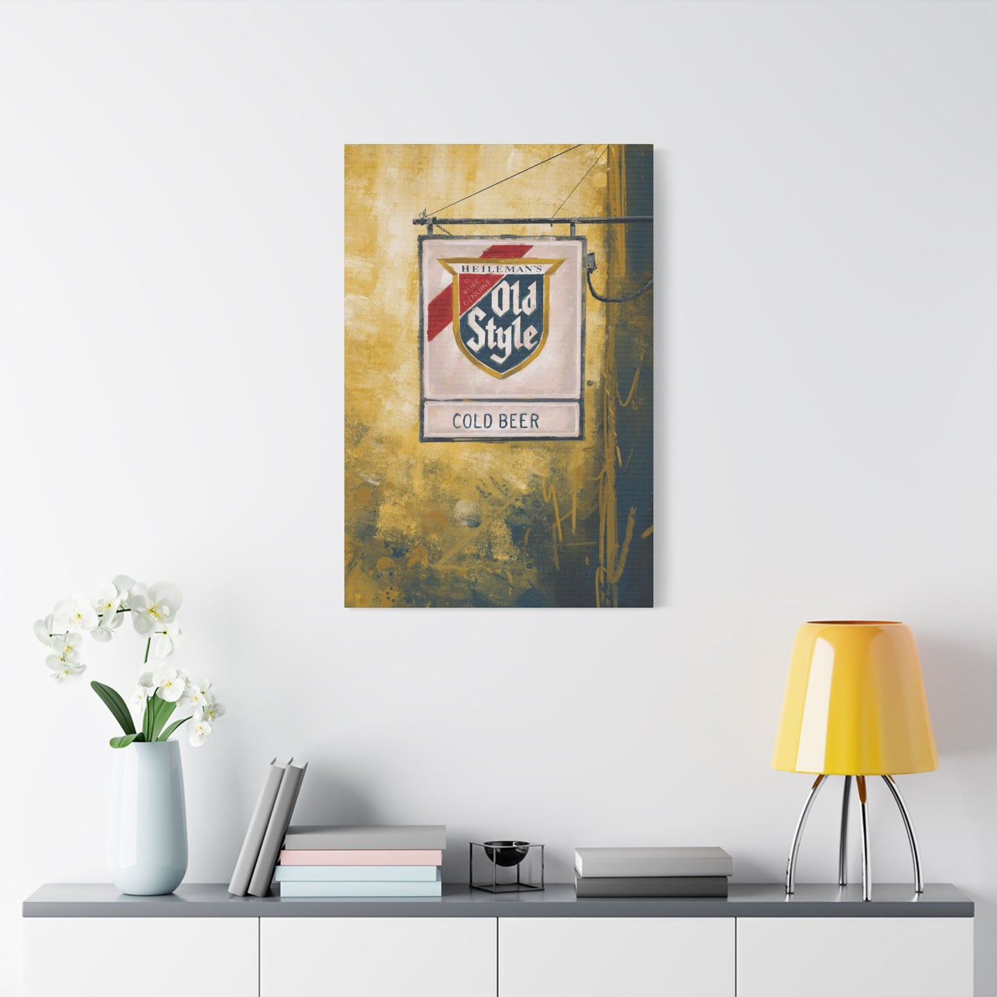 Blue & Gold Bar Sign – Retro Canvas Art