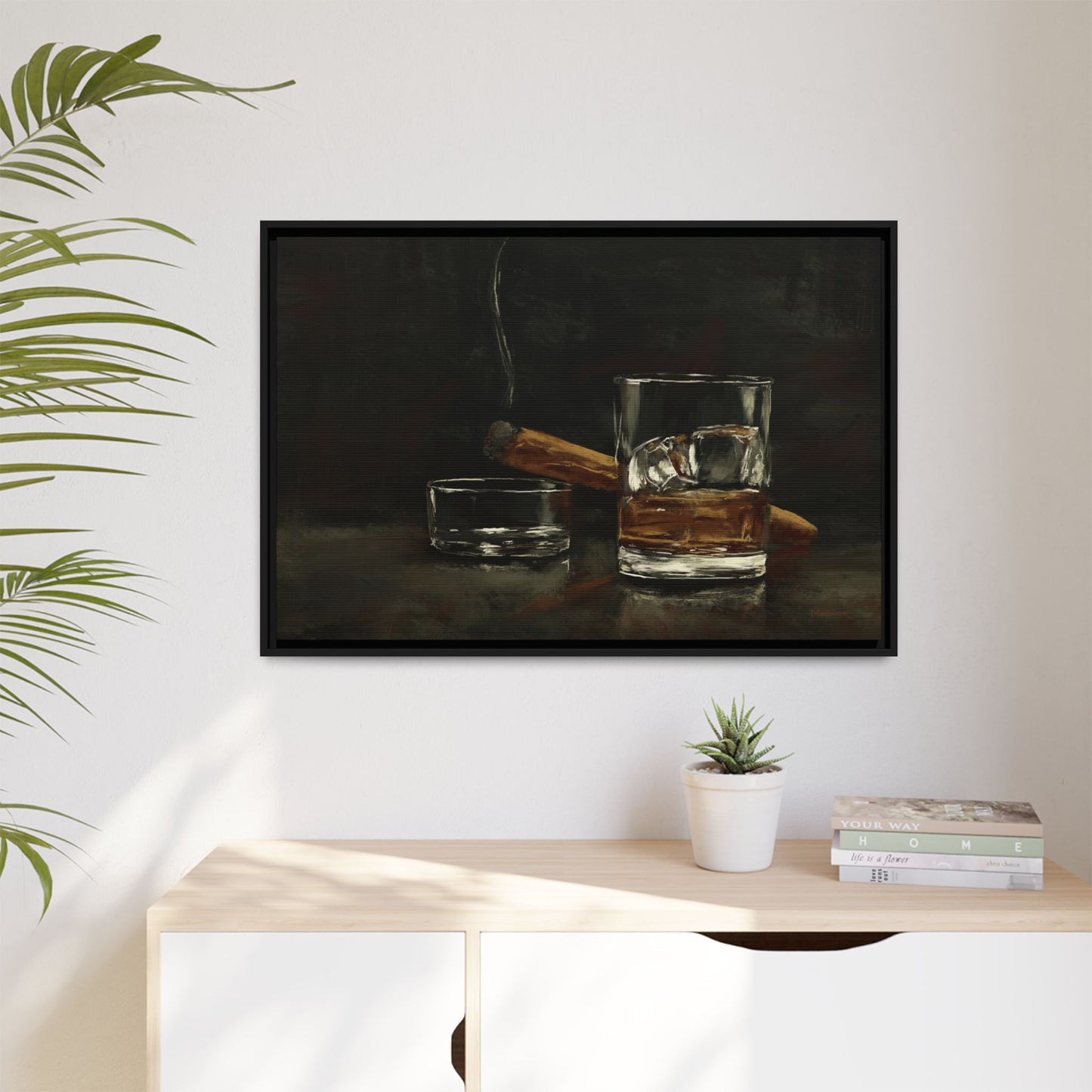 Nightcap Mood - Gallery Wrapped Canvas with Black Frame