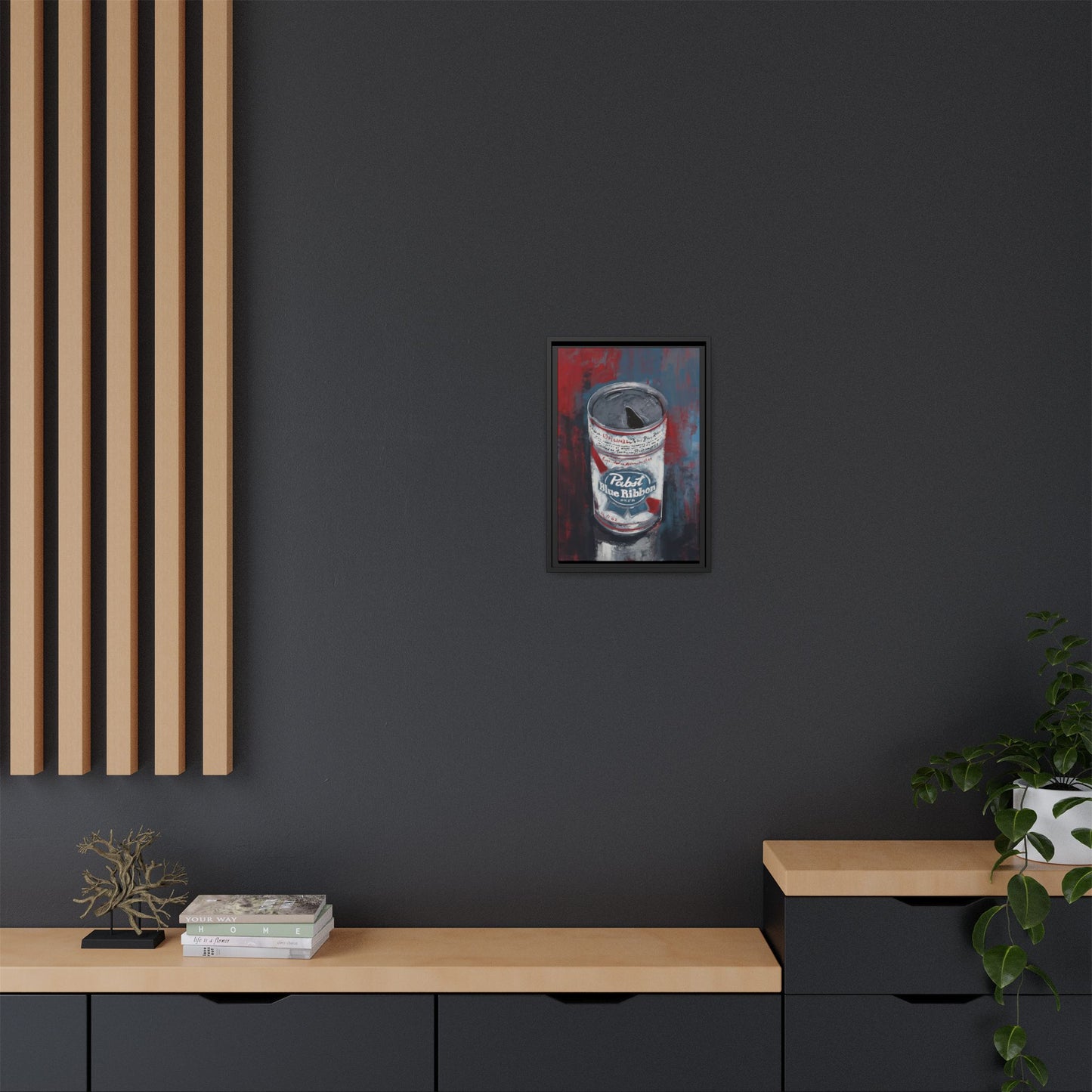 Blue Ribbon Mood - Gallery Wrapped Print with Black Frame