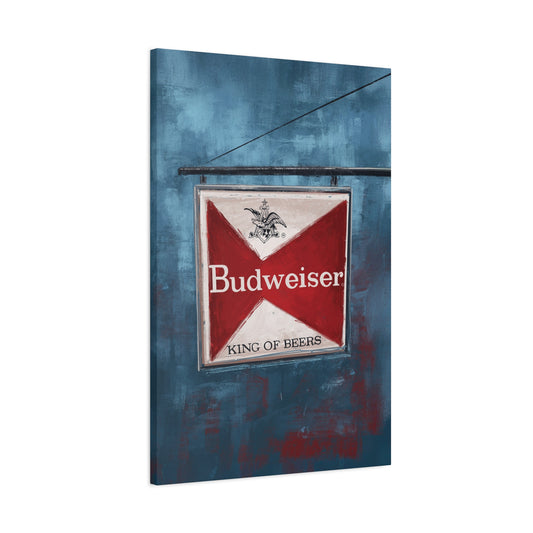 The King Hangs Here – Vintage Budweiser Bar Sign Canvas Print