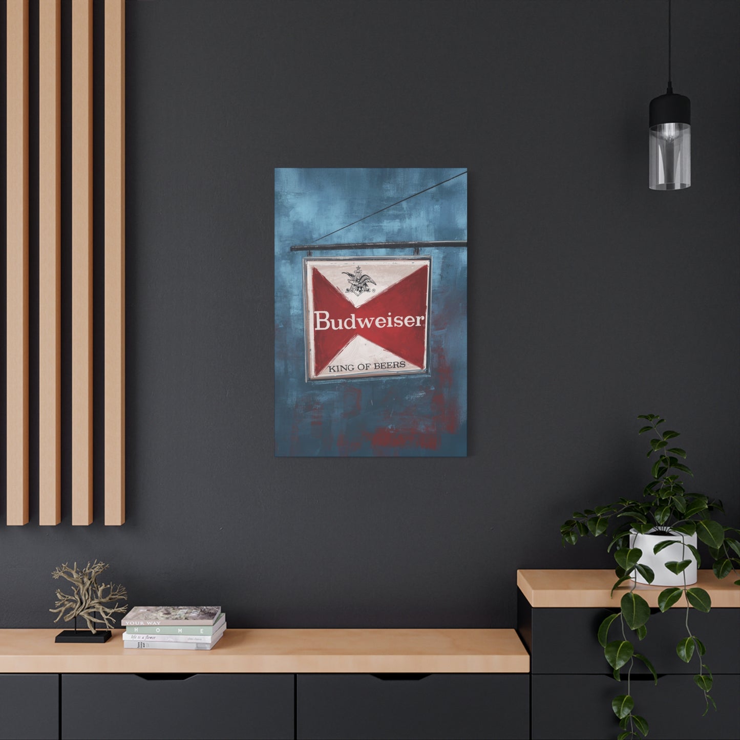 The King Hangs Here – Vintage Budweiser Bar Sign Canvas Print