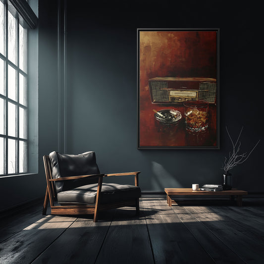 Tuned in with a Slow Pour - Framed Canvas Print