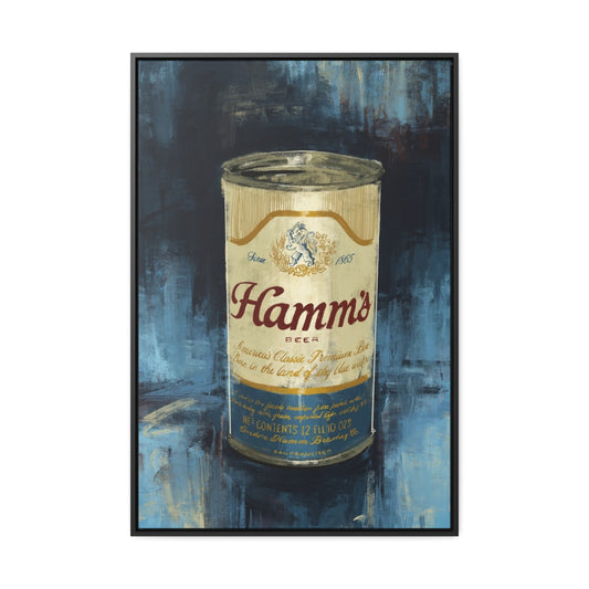Vintage Hammie Beer Can - Gallery Wrapped Print with Black Frame
