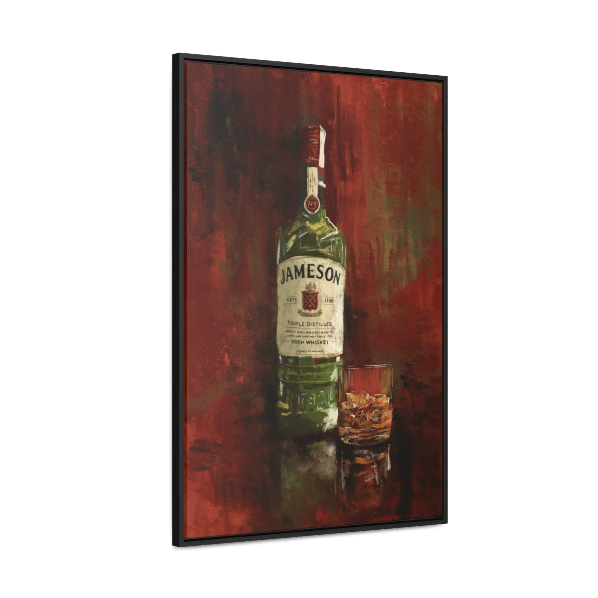Neat & Cold – Whiskey Gallery Wrapped Print with Black Frame