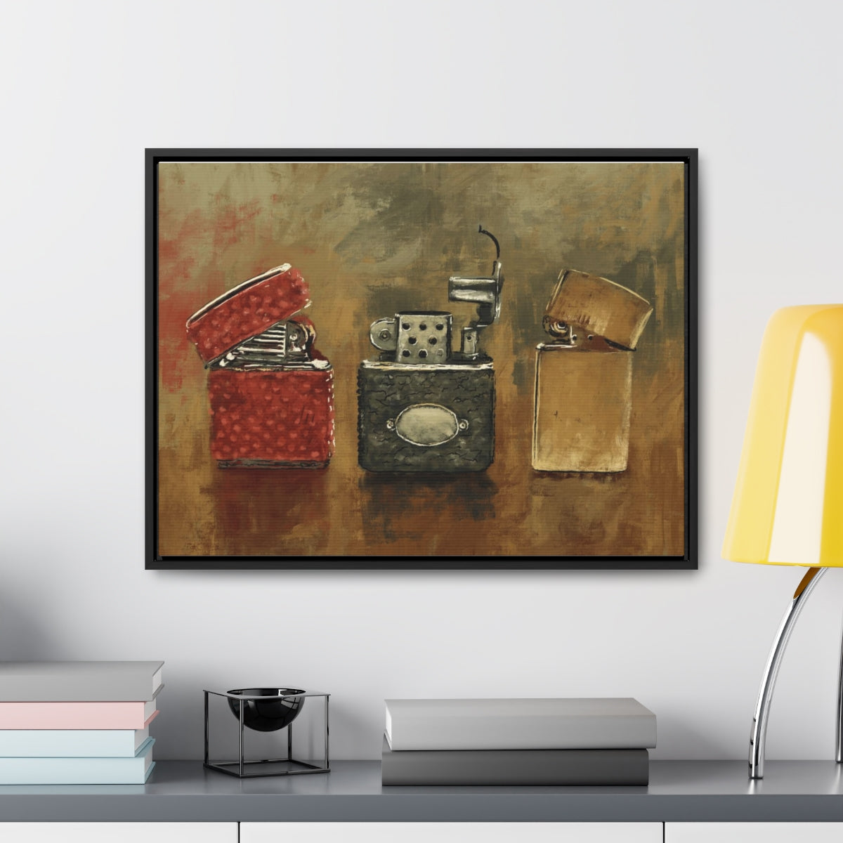 Old Flame Vintage Lighter Art Framed Canvas