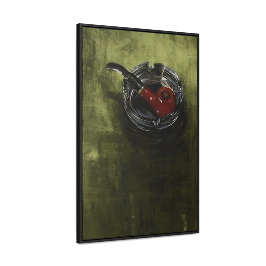 Pipe on Green Table - Gallery Wrapped Print with Black Frame