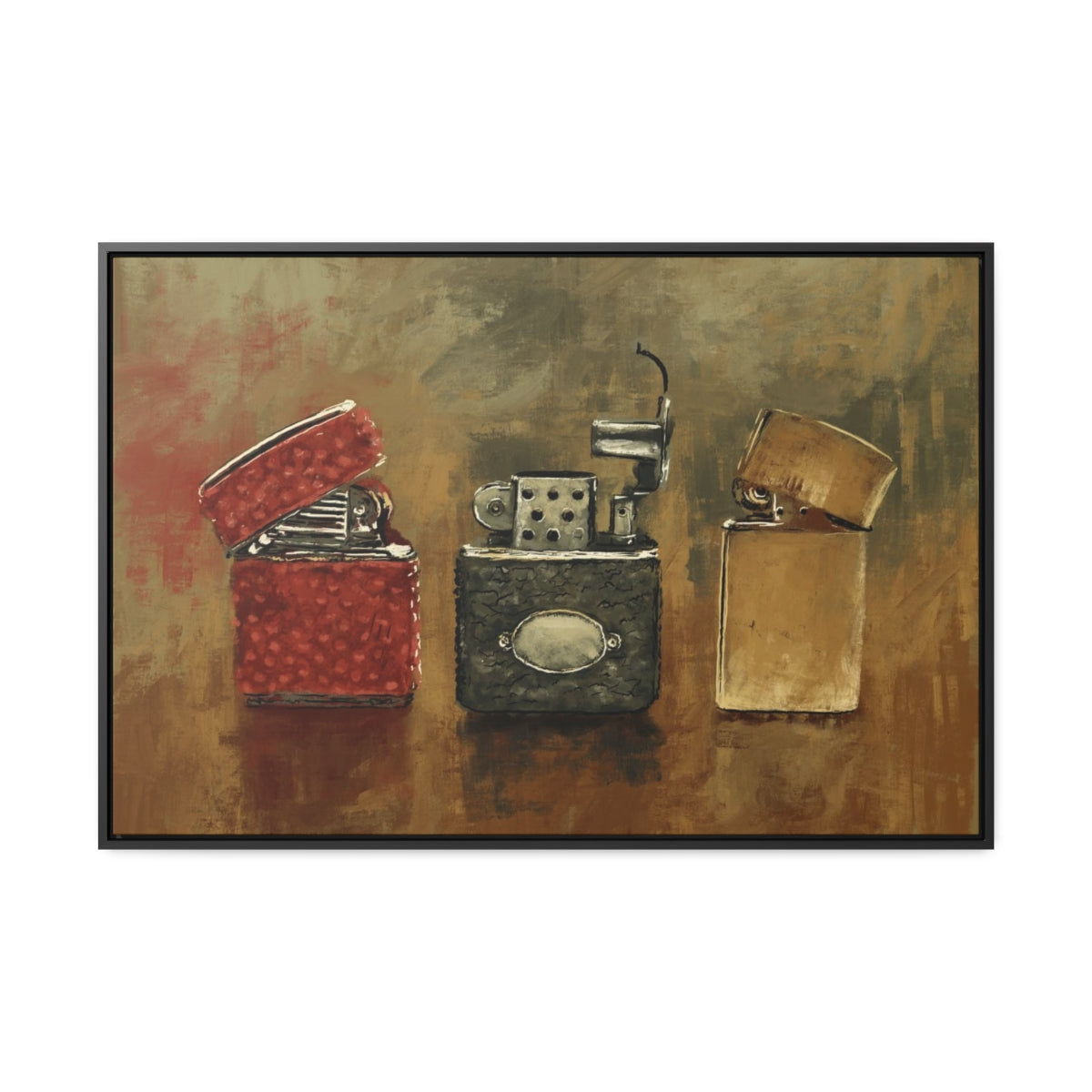 Old Flame Vintage Lighter Art Framed Canvas