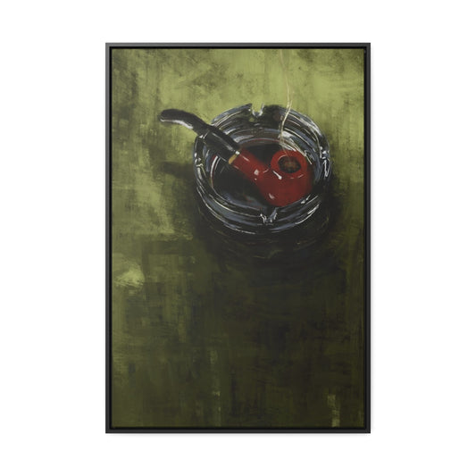 Pipe on Green Table - Gallery Wrapped Print with Black Frame