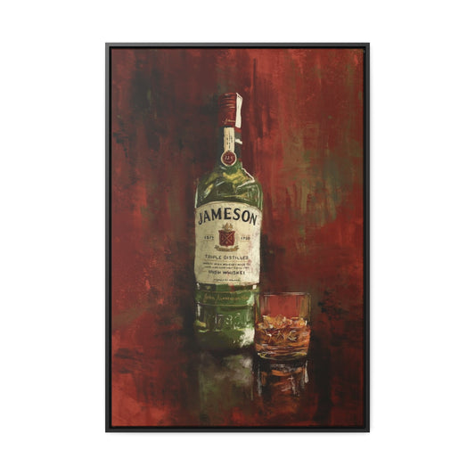 Neat & Cold – Whiskey Gallery Wrapped Print with Black Frame