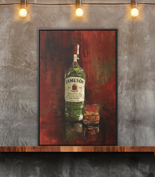 Neat & Cold – Whiskey Gallery Wrapped Print with Black Frame