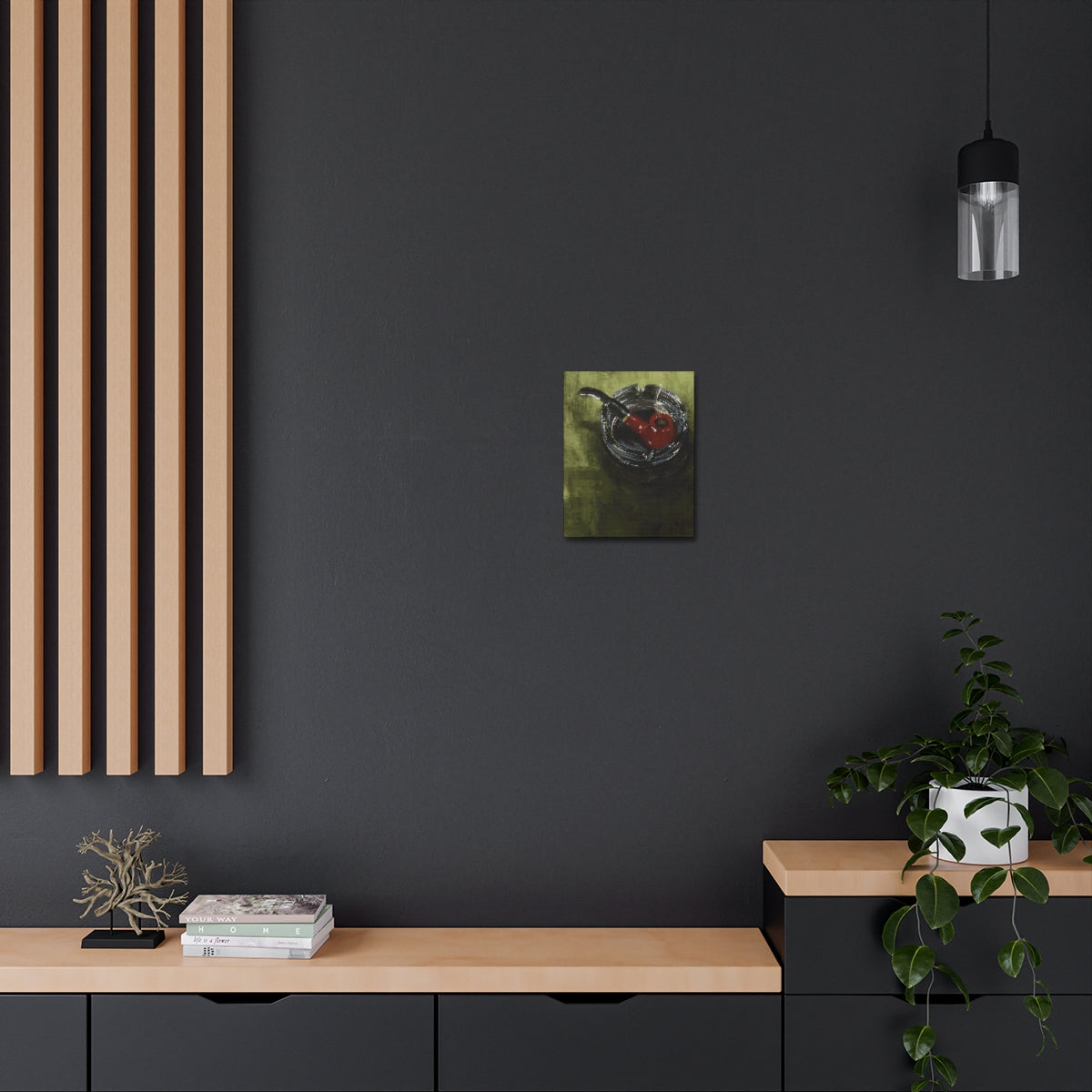 Pipe on Green Table - Satin Canvas Print