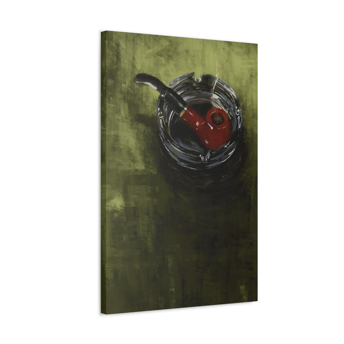 Pipe on Green Table - Satin Canvas Print