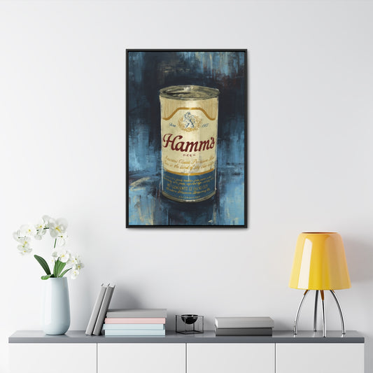 Vintage Hammie Beer Can - Gallery Wrapped Print with Black Frame